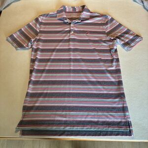 Johnnie O Performance Mens Multicolor S/S Golf Polo Shirt White Stretch Medium M